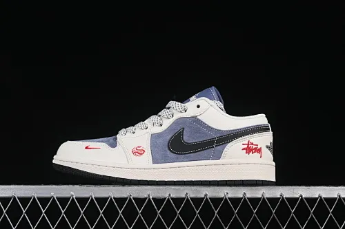 All Categories Air Jordan Jordan Series Basketball Shoes Air Jordan 1 Low High-end Customized Low-top Sneakers Air Jordan 1 Low AJ1 Joe 1 Stusi Joint Year of the Snake Limited Off-White Dark Gray Hook High-end Customized Low-top Retro Basketball Shoes XX3318-517